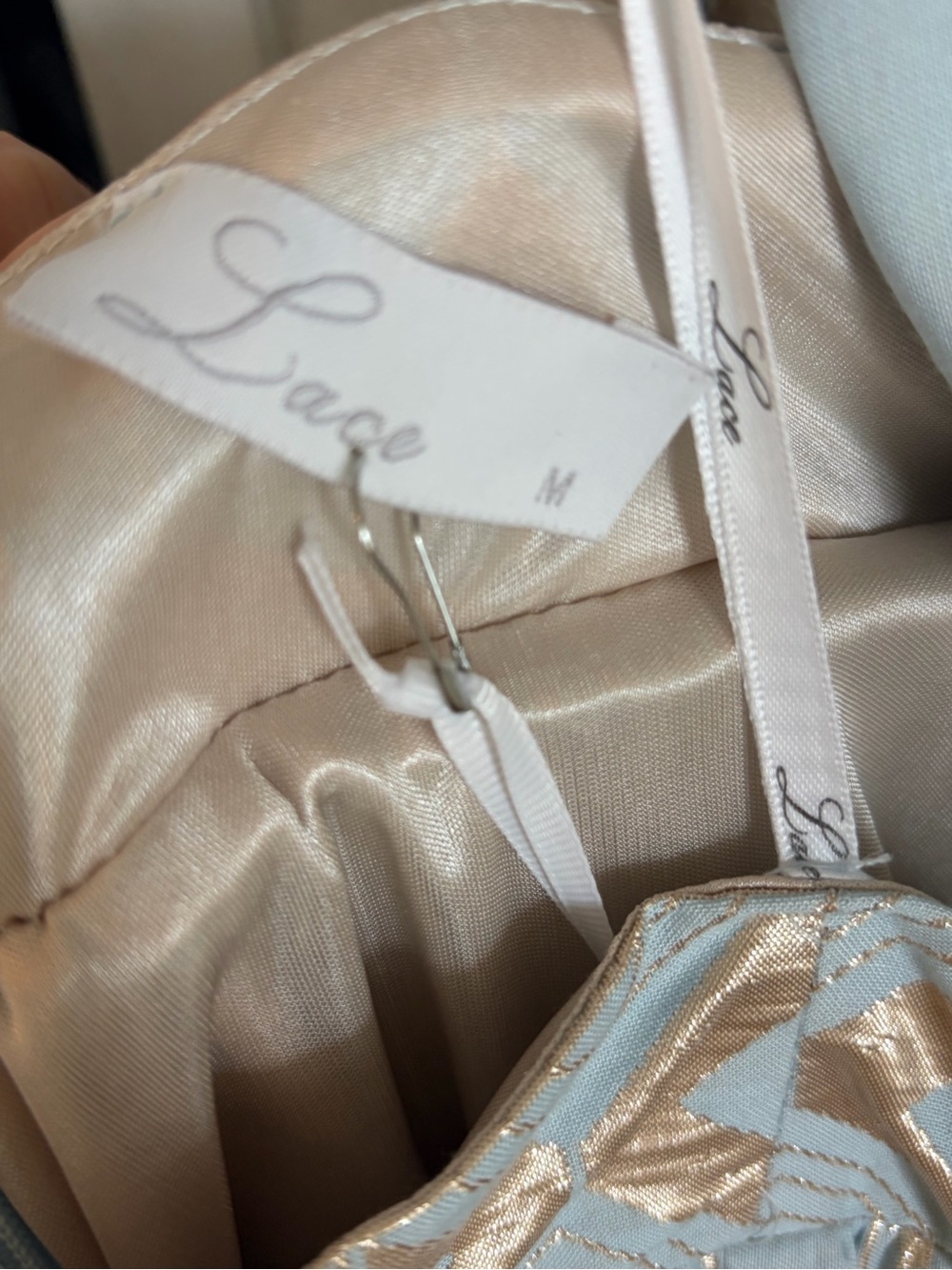 Halter Maxi Dress in Light Blue with Gold Accents - Picture 4 of 6